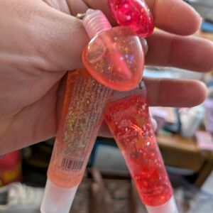 Source Unknown Glittery Pink and Red Lip Gloss Trio